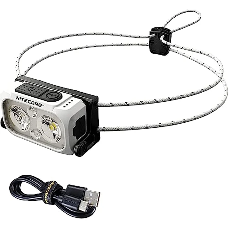 Nitecore Stirnlampe NU21, USB-C-aufladbar, 360 Lumen, 58 m Leuchtweite, Rotlicht, weiß – Bild 1