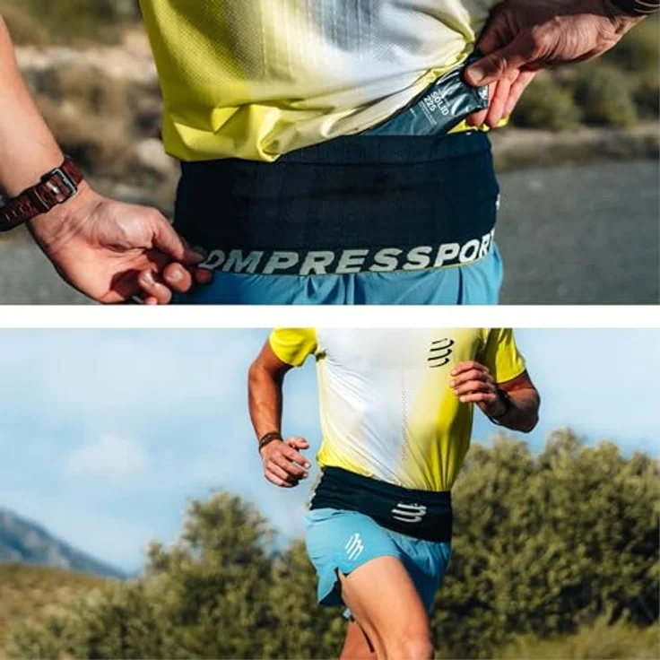 Compressport Free Belt, Ultraleichter Laufgürtel für Laufen, Radfahren und Klettern, Atmungsaktiv, Schwarz, Verschiedene Größen – Bild 5