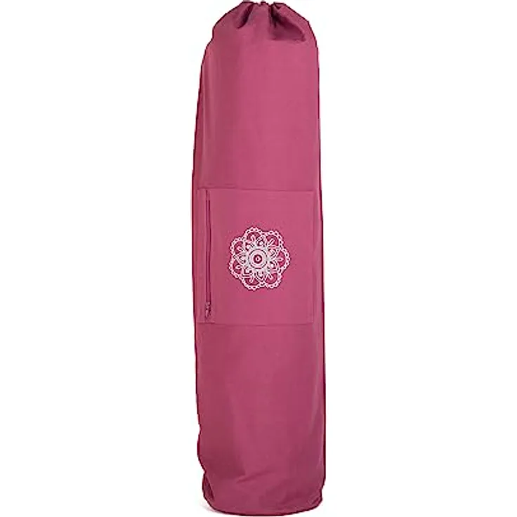 Bodhi SURYA BAG COTTON | Yogatasche groß für Schurwollmatten & Yogamatten | Tasche aus 100% Baumwolle im XL-Format | Sporttasche mit Mandala Design | aubergine