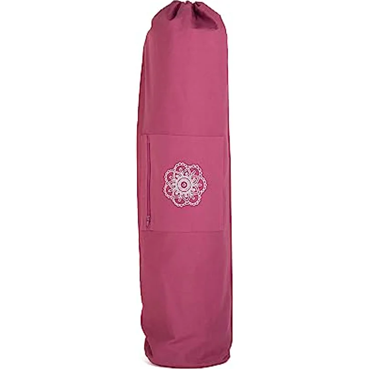 Bodhi SURYA BAG COTTON | Yogatasche groß für Schurwollmatten & Yogamatten | Tasche aus 100% Baumwolle im XL-Format | Sporttasche mit Mandala Design | aubergine – Bild 1