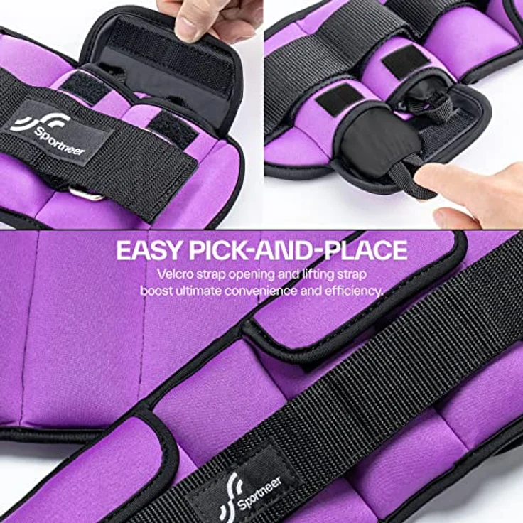 Sportneer Verstellbare Knöchelgewichte: Verbesserte Verstellbare Beingewichte, Gewichtsmanschetten Gewichte für Fitnessstudio, Fitness, Workout, 0,5–2,3 kg pro Knöchel, 0.9-4.5 kg pro Paar – Bild 2