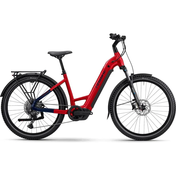 Haibike TREKKING 7 LOW E-Tourenbike, Bosch Performance CX Motor, 800 Wh, 27,5", dynamite red/blue glänzend