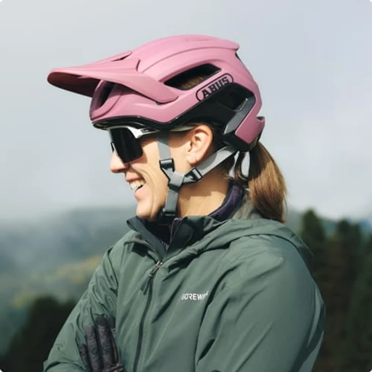 ABUS MTB-Helm CliffHanger, Fahrradhelm für anspruchsvolle Trails, mit großem Belüftungssystem und TriVider Riemensystem, Rot, Größe L – Bild 5