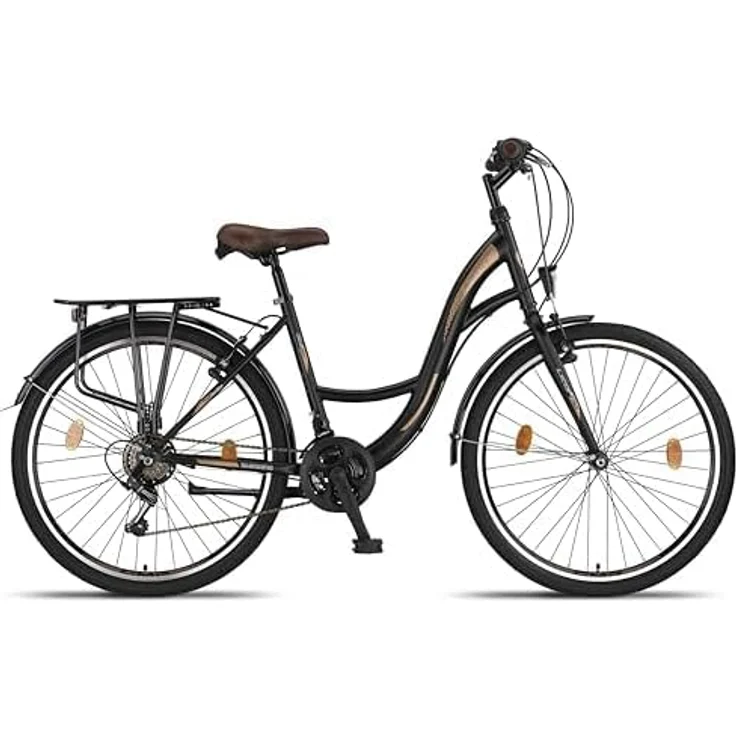 Licorne Bike Stella Premium City Bike 26 Zoll, 21 Gang-Schaltung, Hollandfahrrad Citybike (Schwarz) – Bild 4