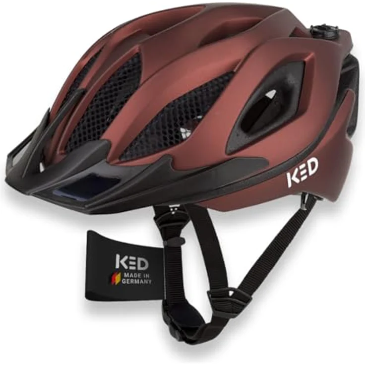 KED SPIRI II TREND, MTB Fahrradhelm mit K-Fit Anpassungssystem, braun, inkl. LED Rücklicht und Visier – Bild 1