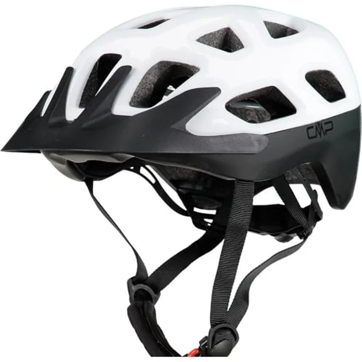 CMP Mtb Helmet Bianco M, leichter Fahrradhelm mit Hartschalenkonstruktion, größenverstellbar und abnehmbarem Visier, weiss – Bild 1