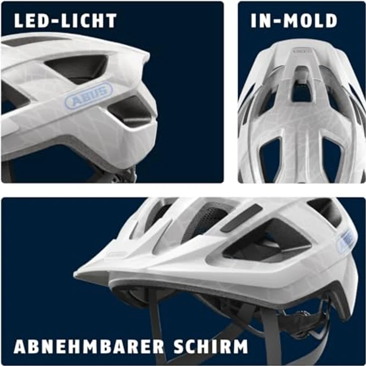 ABUS Fahrradhelm Aduro 3.0 LED - City-Helm mit Rücklicht, Größe S, Weiß – Bild 4