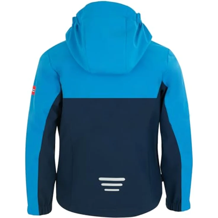 Trollkids Kristiansand Jacke, wasserdichte Softshell in Grün und Blau, 116 cm, mit Waffelfleece-Futter und reflektierenden Details – Bild 2