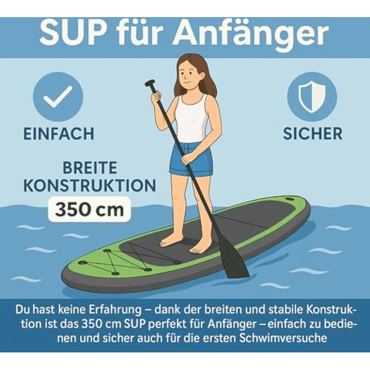 TRIZAND Trizand Sup Stand Up Paddling Board 350cm, inkl. Sitz, verstellbarem Paddel, Rucksack & Zubehör, Mehrschichtiges PVC, Stich- und Abriebfest – Bild 4