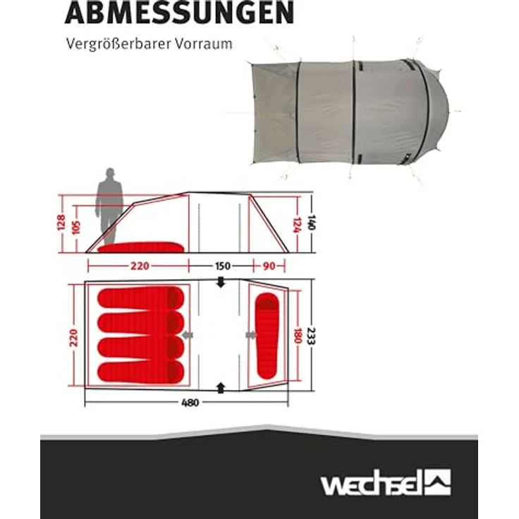 Wechsel Intrepid 5 Travelline, Tunnelzelt für 5 Personen, leichtes Aluminium, 5.90 kg – Bild 6