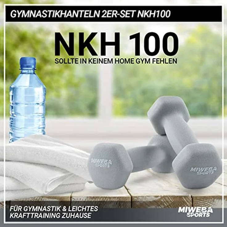 Miweba Sports Neopren Hantelset NKH100 | 𝐏𝐫𝐨𝐟𝐢 Hantel - Hexagon Hanteln Set - Kurzhanteln - Kurzhantel Set - Gymnastikhanteln - Hantel Set - Dumbbell - 0,5-10 Kg (2X 0.5 kg, Grau) – Bild 2