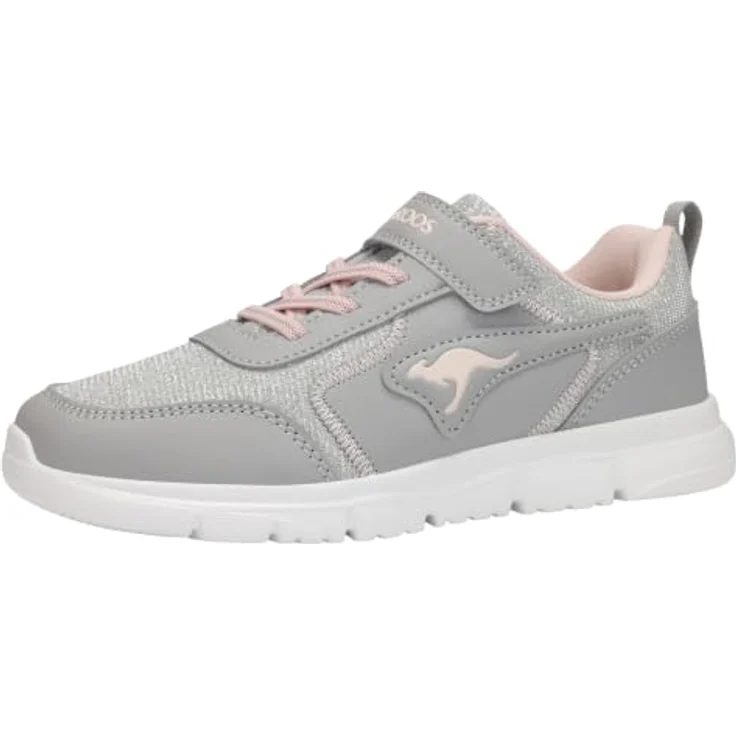KangaRoos K-ETK.ZIG EV, sportlicher Kinder Sneaker in Grau mit Glitzer und Rosa Akzenten, Größe 32 – Bild 1