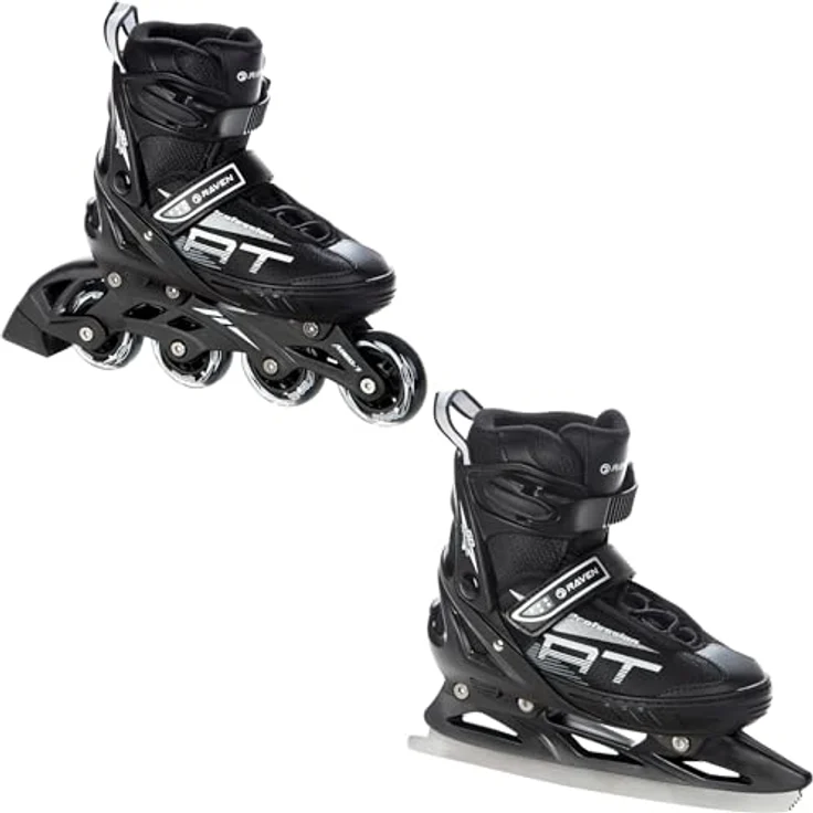 RAVEN Profession 2in1 Schlittschuhe Inlineskates, verstellbare Inliner für Kinder und Erwachsene, Schwarz, Größe 35-39 (23cm-25,5cm) mit hohem Komfort und sicherem Verschlusssystem – Bild 2
