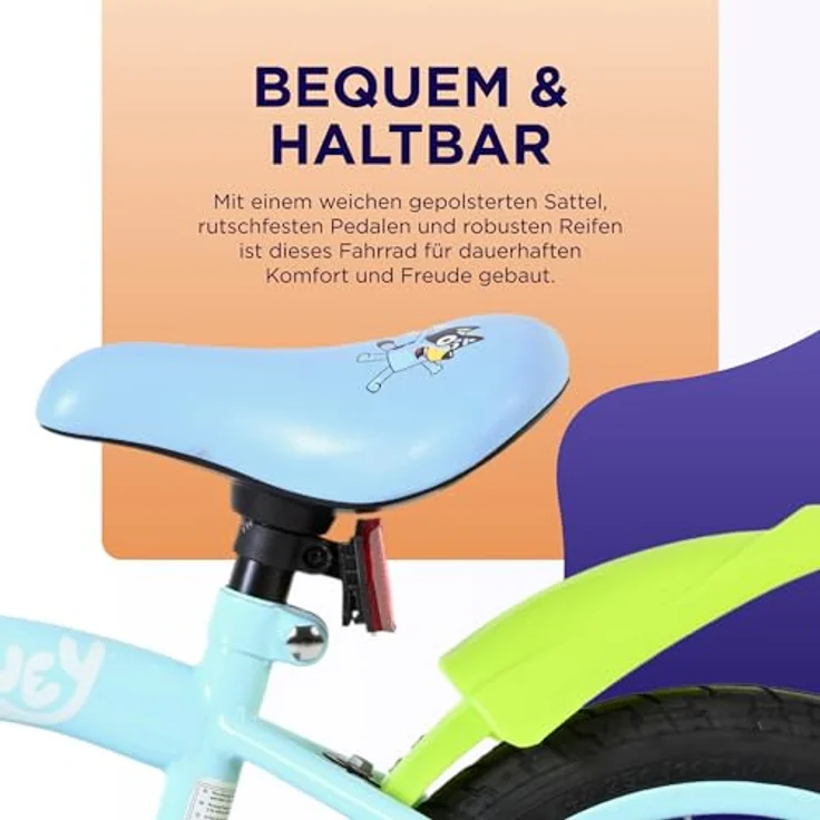 Volare Bluey Kinderfahrrad 12 Zoll, 1 Gang, ohne Schaltung, mit Rücktrittbremse und höhenverstellbarem Lenker, hellblau – Bild 5