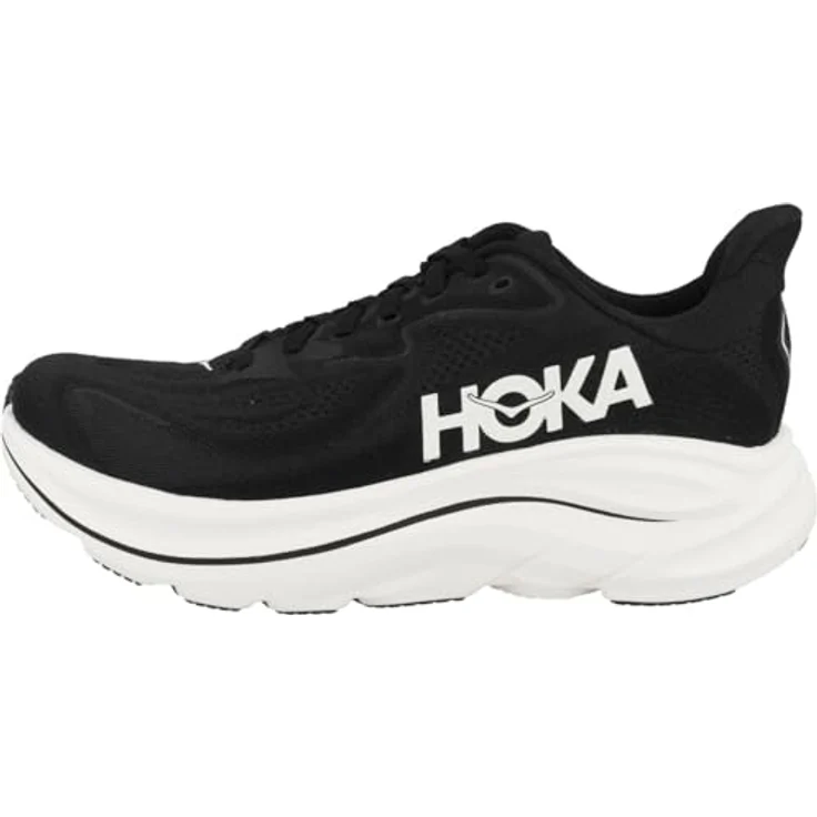 Hoka Clifton 10 Damen Laufschuh, leichtgewichtig mit optimaler Dämpfung, atmungsaktivem Obermaterial und verstärkter Ferse, Schwarz, Größe 4 – Bild 1
