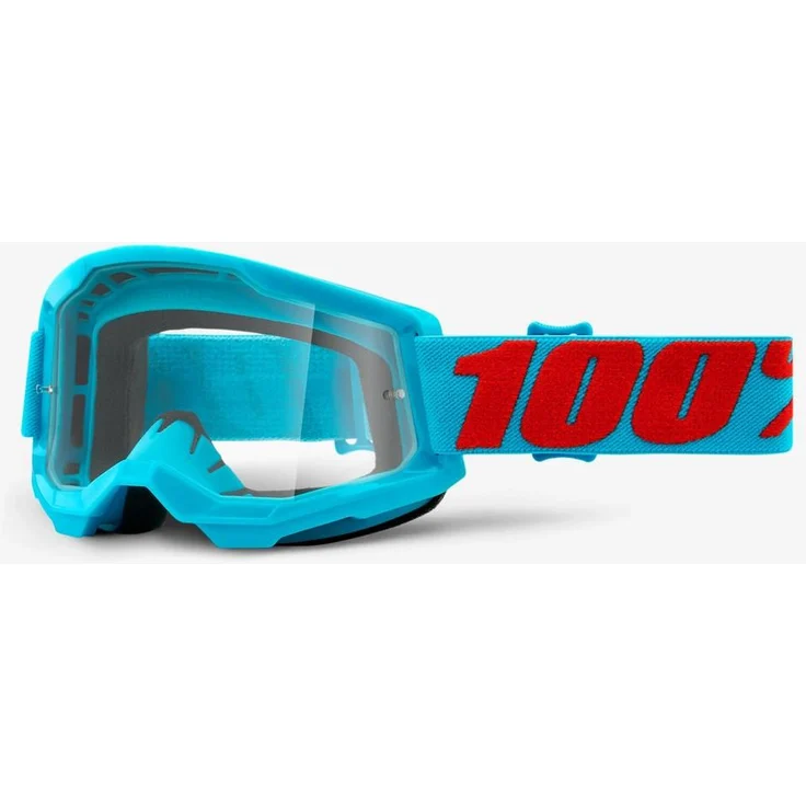 100%, Strata2 Skibrille, beschlagfreie Polycarbonat-Gläser, extrabreiter silikonbeschichteter Riemen, dreifacher Abreißbügel, schwarz – Bild 1