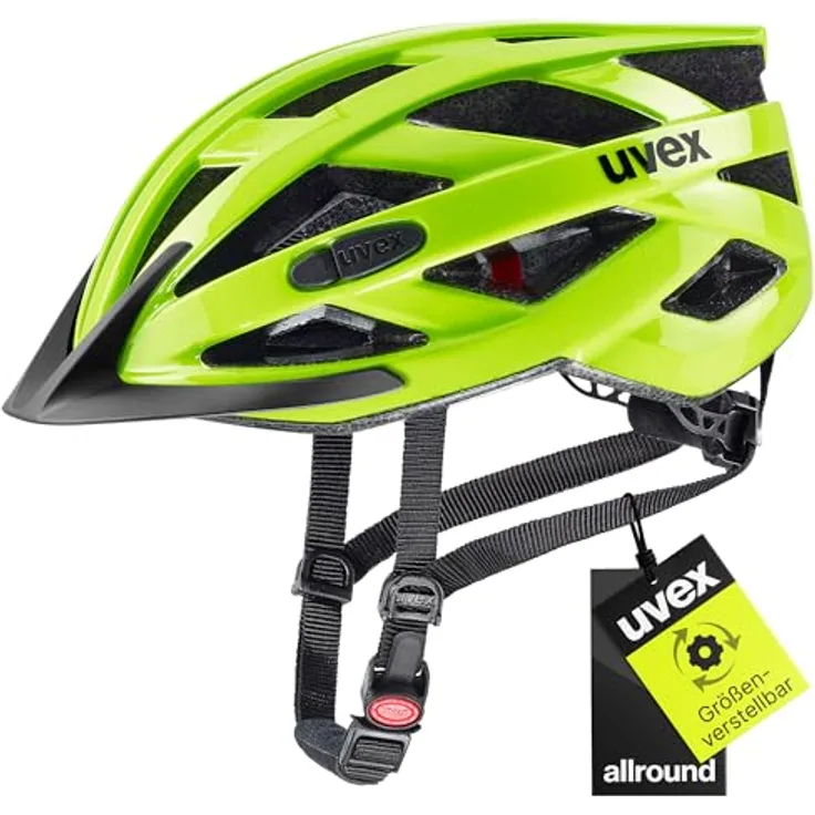 Uvex Sports i-vo 3D Velohelm, 52 - 57 cm, in Neon Yellow mit integrierter Sonnenblende und 24 Belüftungsöffnungen