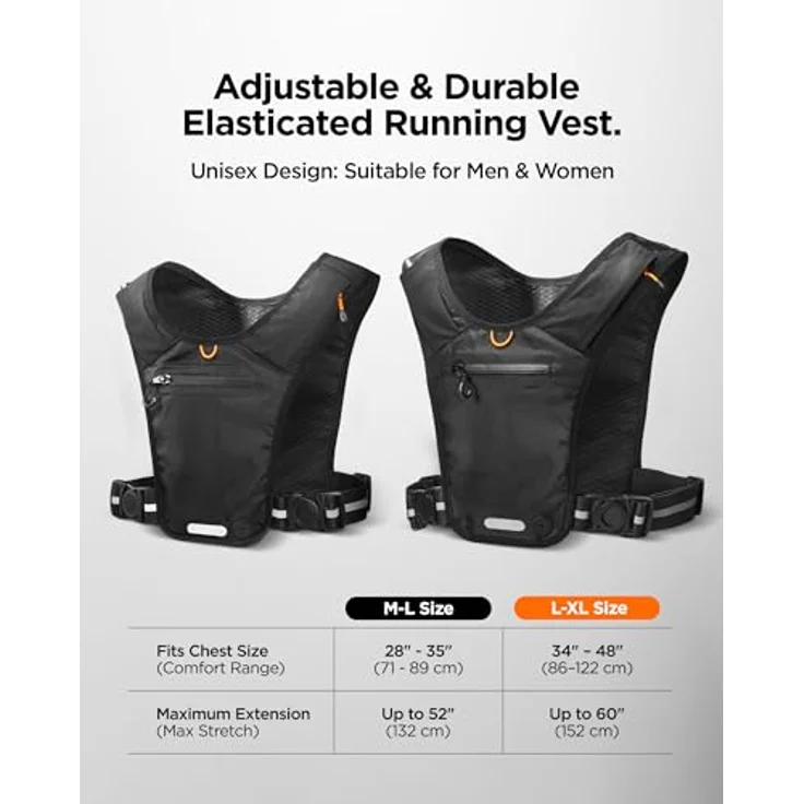 Spigen A720 Dynamic Shield Running Vest, Leichte Laufweste mit praktischem Taschenlayout, L-XL, Schwarz – Bild 8
