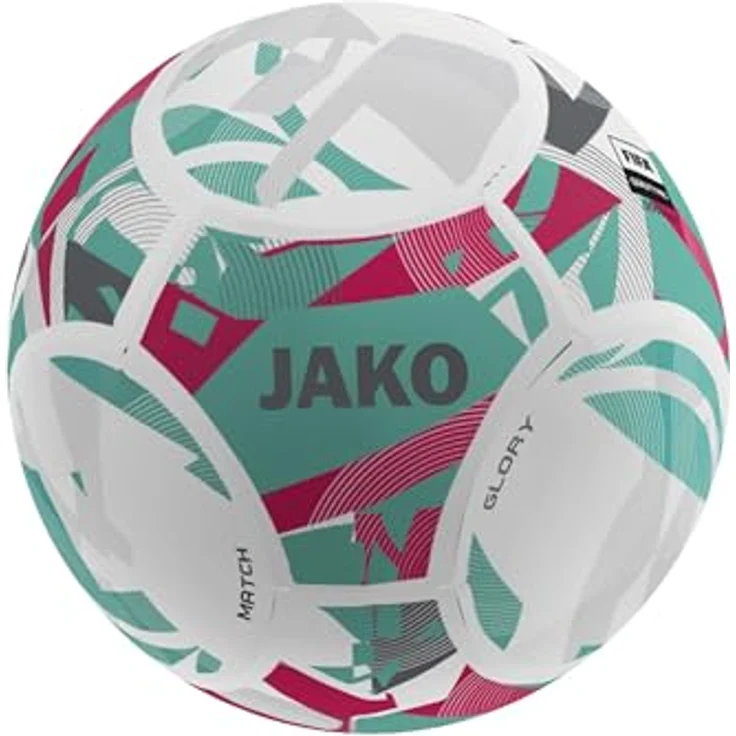 JAKO Spielball Glory, FIFA QUALITY PRO, Größe 5, weiß/Ruby red/cool Gray, optimales Handling und Grip für Kunstrasen – Bild 1