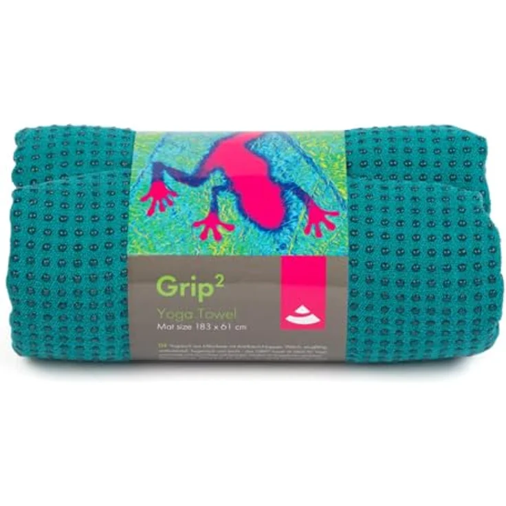 Bodhi GRIP2 Yoga Towel, rutschfestes Mikrofaser-Yoga-Handtuch mit Antirutsch-Noppen, antibakteriell, ideal für Hot Yoga, Jungle Green – Bild 1