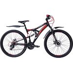 T&Y Trade 27,5 Zoll Kinderfahrrad, Mountainbike mit 18 Gang Shimano Revo, vollgefederter Rahmen, mechanische Scheibenbremse, schwarz-rot
