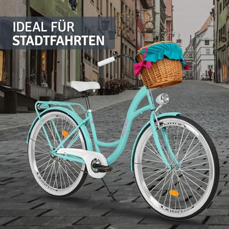 Milordbikes City-Fahrrad, Blau, Metall, 46 cm, leicht rollende 700C Reifen, mit hinterem Träger – Bild 6