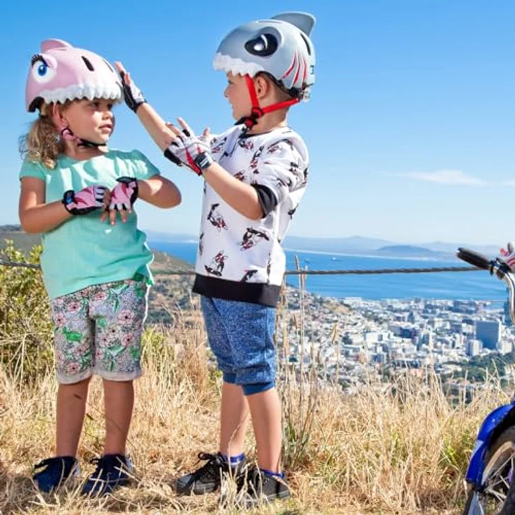 Crazy Safety Kinder Fahrradhelm 3D Tierhelm für 2-7 Jahre, verstellbar, licht und belüftet, 49-55 cm (Hai Rosa) – Bild 4