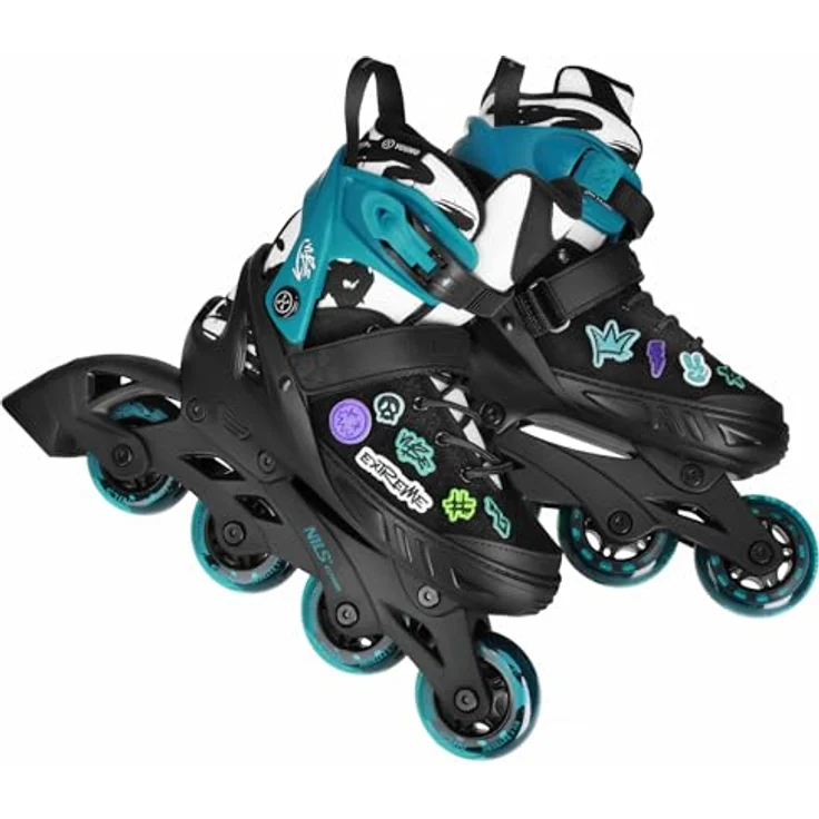 Nils Extreme NA2053A VIBE Inlineskates, türkis, ABEC-5, Gr. 29-32, mit Personalisierungssystem und 3-fach Verschluss – Bild 2