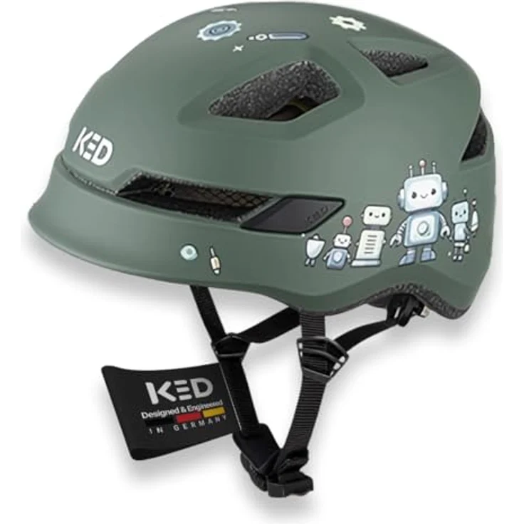 KED Pop II Lite, Kinder Fahrradhelm mit K-FIT System, ultraleicht, Farbe: Robot Matt, Größe: 48-52 (S) – Bild 1