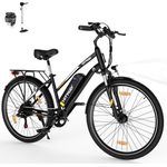 HITWAY E Bike 28" Elektrofahrrad E-Mountainbike 28" 250W/36V/12Ah bis zu 35-90km, Carbon-Strukturstahl, Schwarz/Weiß