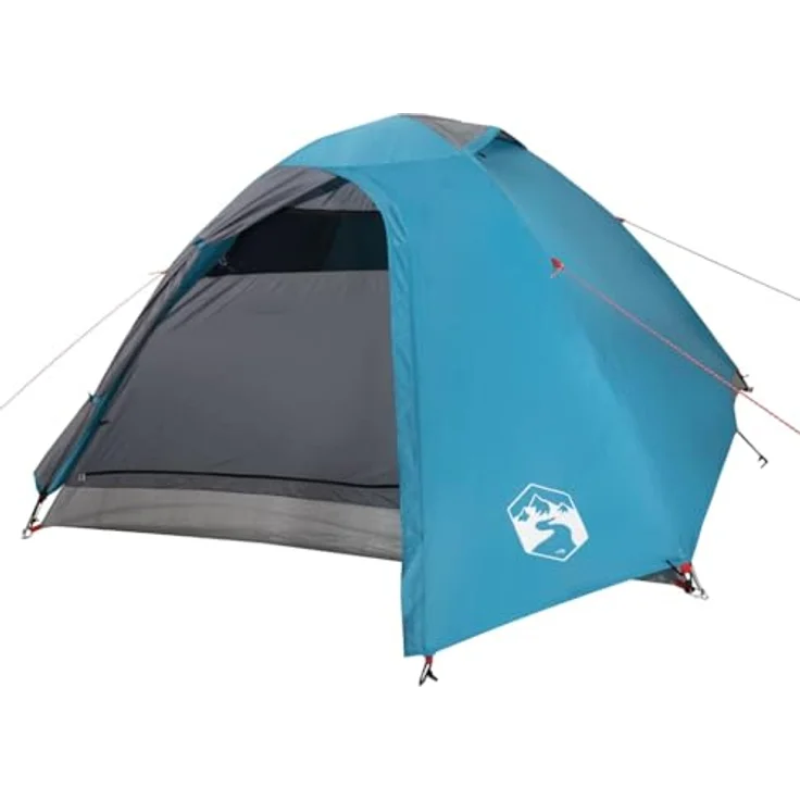 vidaXL Kuppelzelt für 4 Personen, Wasserdichtes Campingzelt mit Abnehmbarem Überzelt und Insektenschutz, Blau – Bild 1