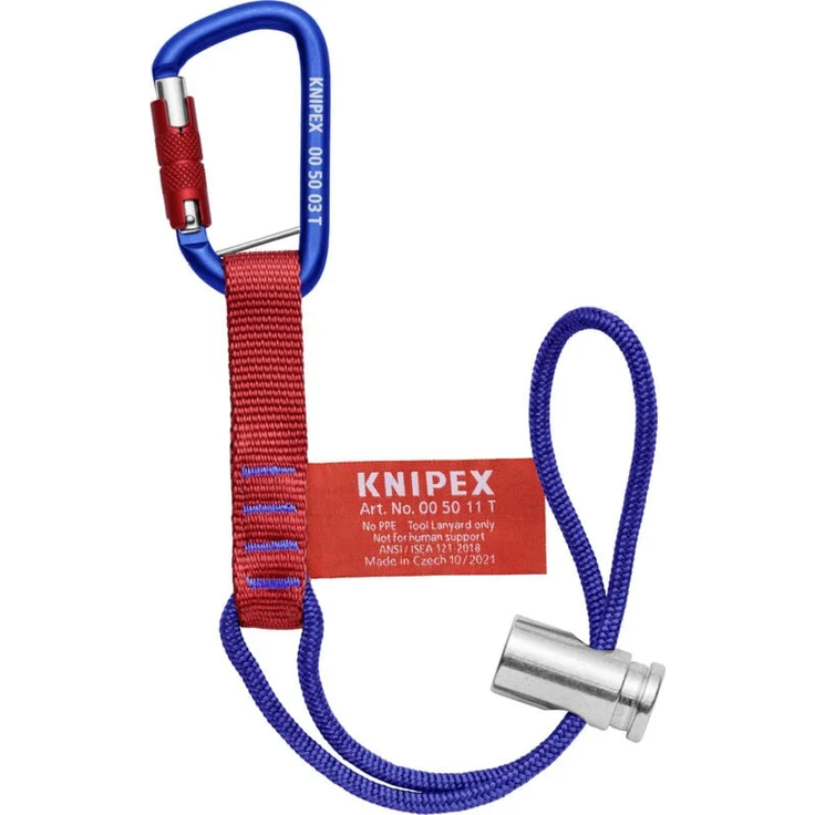 Knipex 00 50 13 T BK Adapterschlaufen mit fixiertem Materialkarabiner, für Werkzeug bis 6 kg, vielseitige Befestigungsvariationen, schwarz