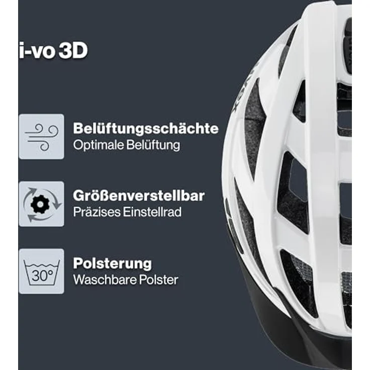 Uvex i-vo 3D, Leichter Allround-Helm für Damen und Herren, individuelle Größenanpassung, integrierte Sonnenblende, erweiterbar mit LED-Licht, White, 52-57 cm – Bild 2