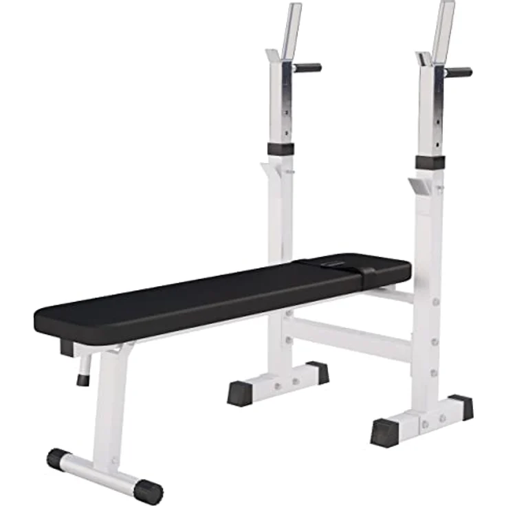 GORILLA SPORTS® Hantelbank mit Ablage - Dip-Station, Verstellbare Höhe und Neigungswinkel, Klappbar, bis 200 kg, Schwarz oder Weiß - Drückerbank, Flachbank, Multifunktion, Trainingsbank – Bild 1