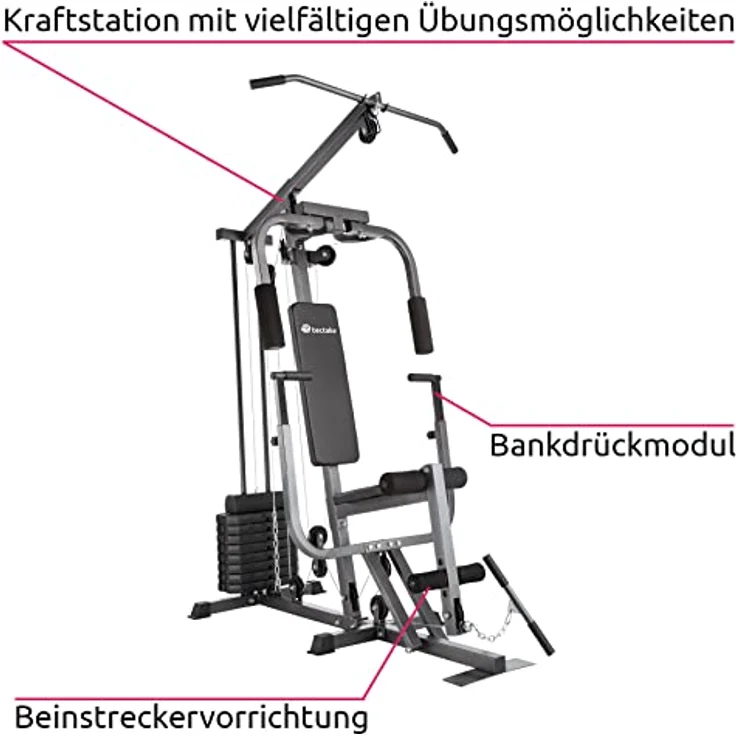 tectake 800546 Kraftstation Fitnessstation Heimtrainer | Butterflymodul | Latzugstange | Beinstreckervorrichtung - Typ 2, No. 402757 – Bild 4
