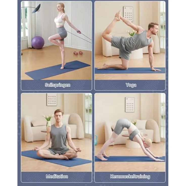 Narwhal Yogamatte TPE, Rutschfest mit Tragegurt, 183x61x0,6cm, beidseitig strukturiert, pflegeleicht – Bild 3