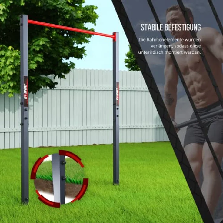 K-Sport: Stationäre Outdoor-Klimmzugstange bis 150kg belastbar I Wetterfeste Kraftstation mit Pull-Up Bar I Klimmzugturm für Muskeltraining, inkl. E-Book – Bild 4