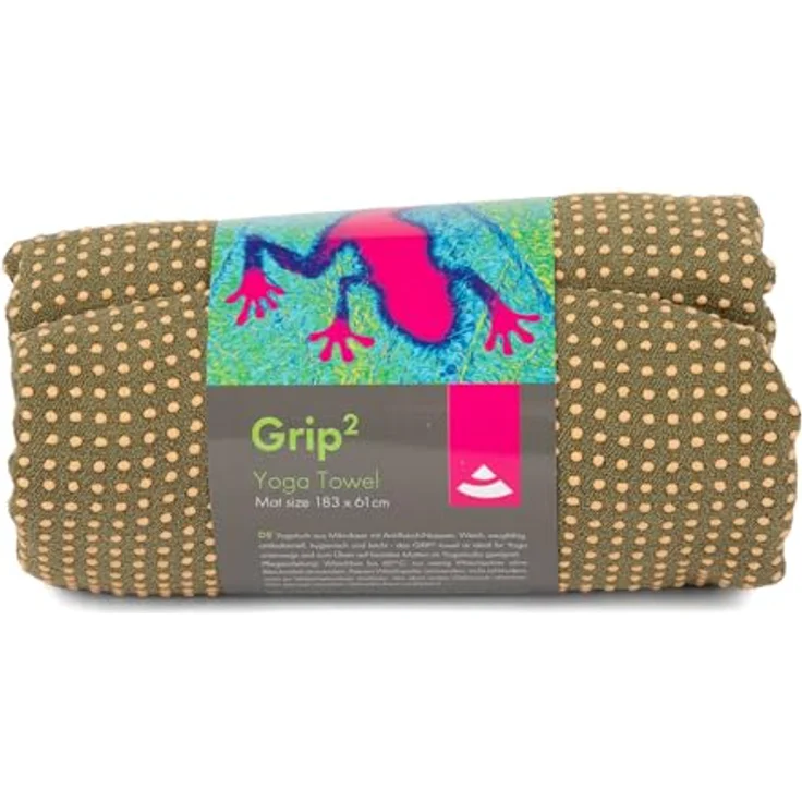 Bodhi GRIP2 Yoga Towel, Antirutsch-Mikrofaser-Yoga-Handtuch in lodengrün, rutschfest und antibakteriell, ideal für Hot Yoga, 183 x 61 cm – Bild 1