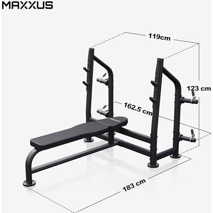 MAXXUS Hantelbank - Multifunktion Trainingsbank, Flachbank bis 390 kg, Schwarz – Bild 4