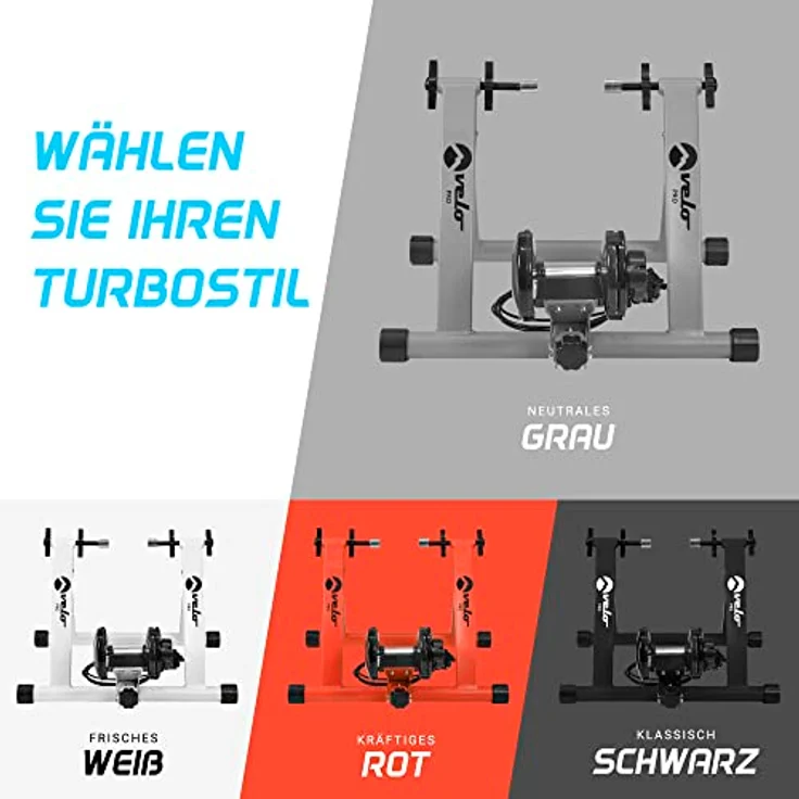 Velo Pro Turbo Trainer, Indoor-Rollentrainer für Mountain und Rennräder, 6-stufiger Widerstand, faltbar und vielseitig, passend für Radgrößen 26 bis 700c – Bild 3