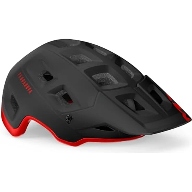 MET Terranova Black Red/Matt Glossy, Fahrradhelm für MTB mit verstellbarem Visier, Größe S (52-56 cm) – Bild 1