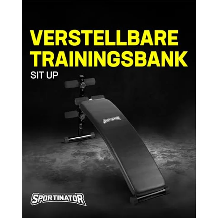 SPORTINATOR® Sit Up verstellbare Trainingsbank mit abwischbarem Kunstlederbezug, drei Halterungen, inkl. 2 Widerstandsbändern (Schwarz) – Bild 2
