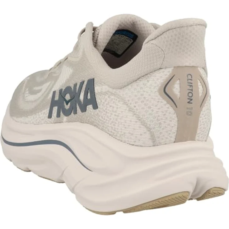 Hoka Clifton 10, Herren Laufschuhe mit ultraleichter Dämpfung, 8 mm Sprengung, Weiss, Größe 46 2/3 – Bild 6