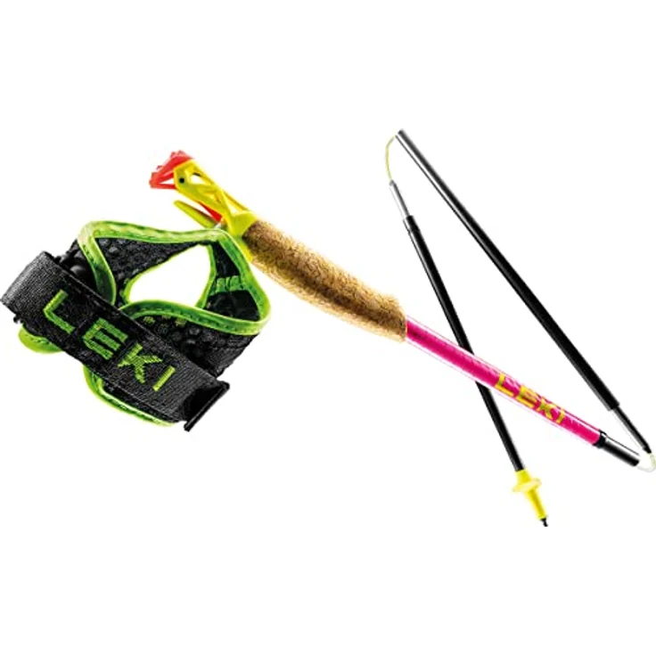 LEKI Ultratrail FX.One Superlite Trailrunningstöcke, neonpink-Neonyellow-Natural, 105CM - Carbon, 3-teilig faltbar, 254g/Paar – Bild 2