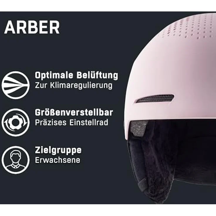 ALPINA ARBER Skihelm für Erwachsene, leichter Hartschalenhelm mit abnehmbaren Ohrenpolstern und optimaler Stoßabsorption - Rose matt - M (54-58 cm) – Bild 2