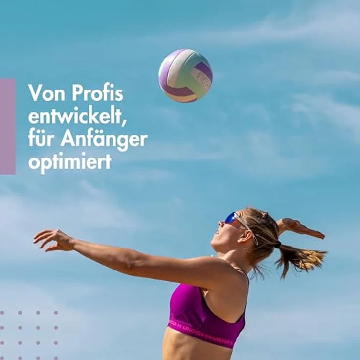 MOMEVO Sundowner Beachvolleyball, weicher Trainingsball mit Pumpe, offizielle Größe und Gewicht – Bild 2
