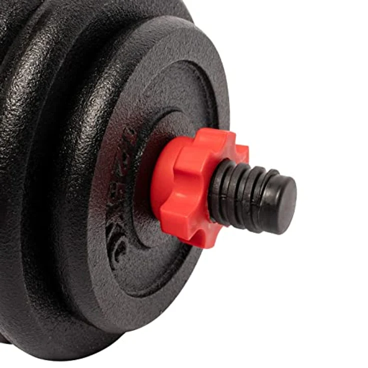 GORILLA SPORTS® Hantelset - 15kg, 20kg, 25kg, 30kg Gewichte, 2er Set, 25mm, Gusseisen, rutschfest, 4 Sternverschlüsse - Kurzhanteln Set, Kurzhantelset, Hantelscheiben, Krafttraining – Bild 4