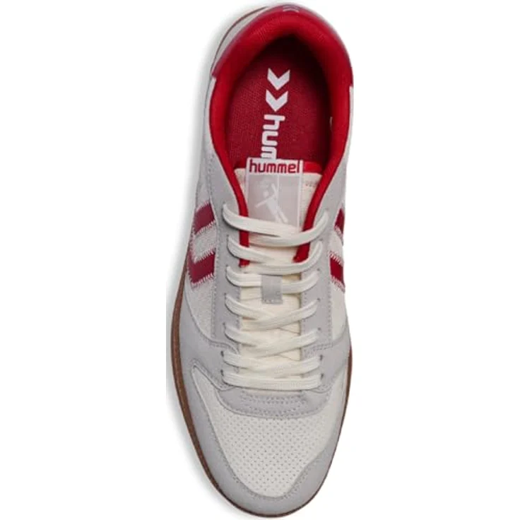 Hummel Handball Perfekt Ns, Hallenschuhe mit atmungsaktivem Obermaterial und dämpfender Sohle, Marshmallow/Crimson, Größe 45 – Bild 5