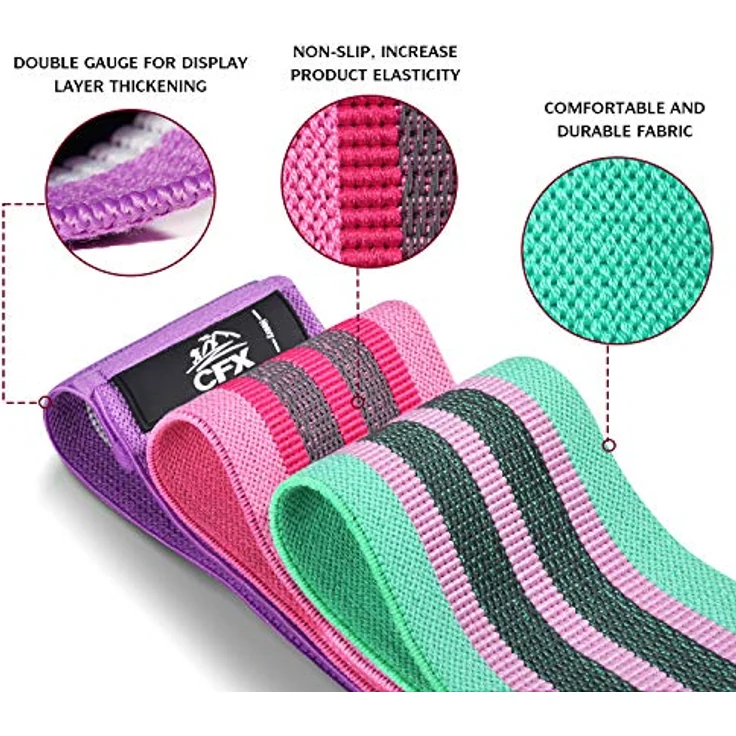 CFX Resistance Hip Bands Set, 3 Zugkraftstärken, Trainingsband für Beintraining und Klimmzüge, reißfester Stoff, leicht und tragbar – Bild 3