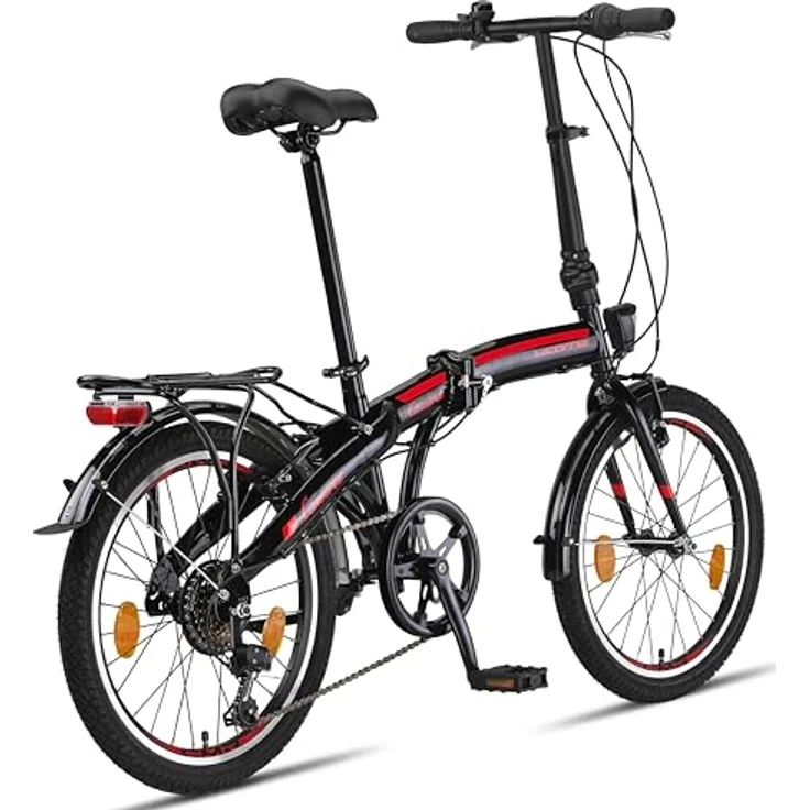 Licorne Bike CONSERES Premium Faltrad, Klapprad in 20 Zoll - Shimano 6 Gang-Schaltung - Hollandfahrrad - Schwarz/Rot – Bild 5